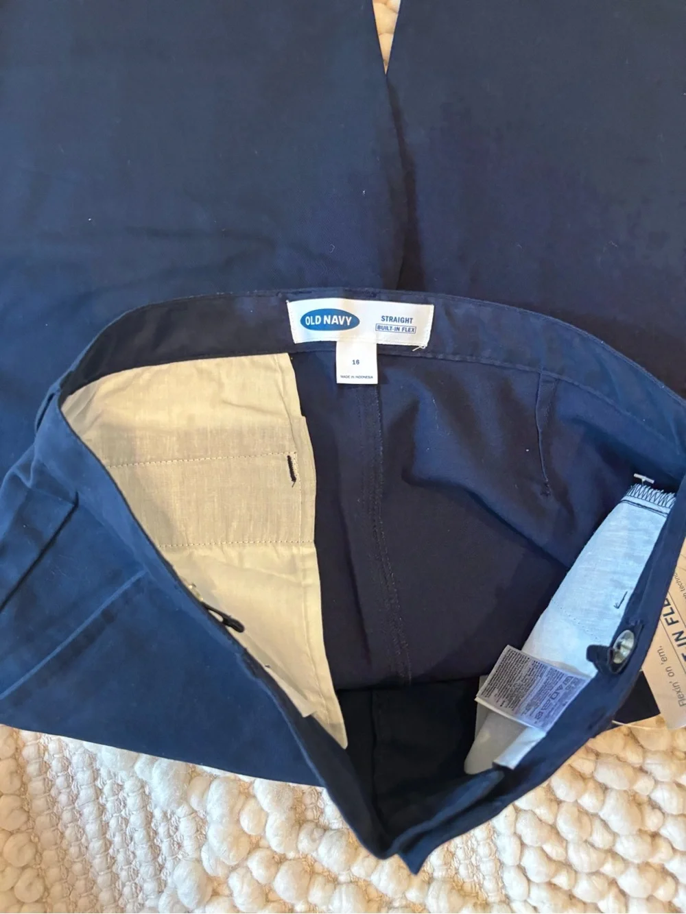 NWT Old Navy straight built-in-flex navy blue school uniform pants chinos boy 16
